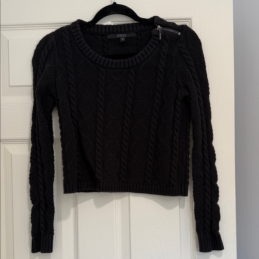 Guess Black Textured Knit Sweater